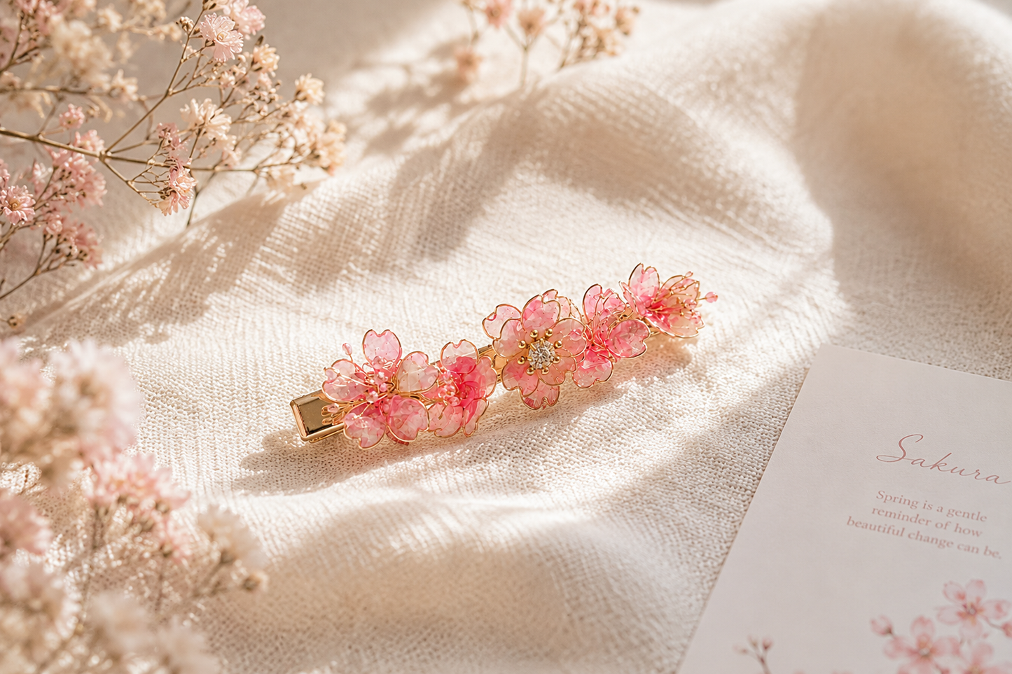 櫻花樹脂手作髮夾|法式浪漫花卉髮夾|Cerisier Chic Crafts