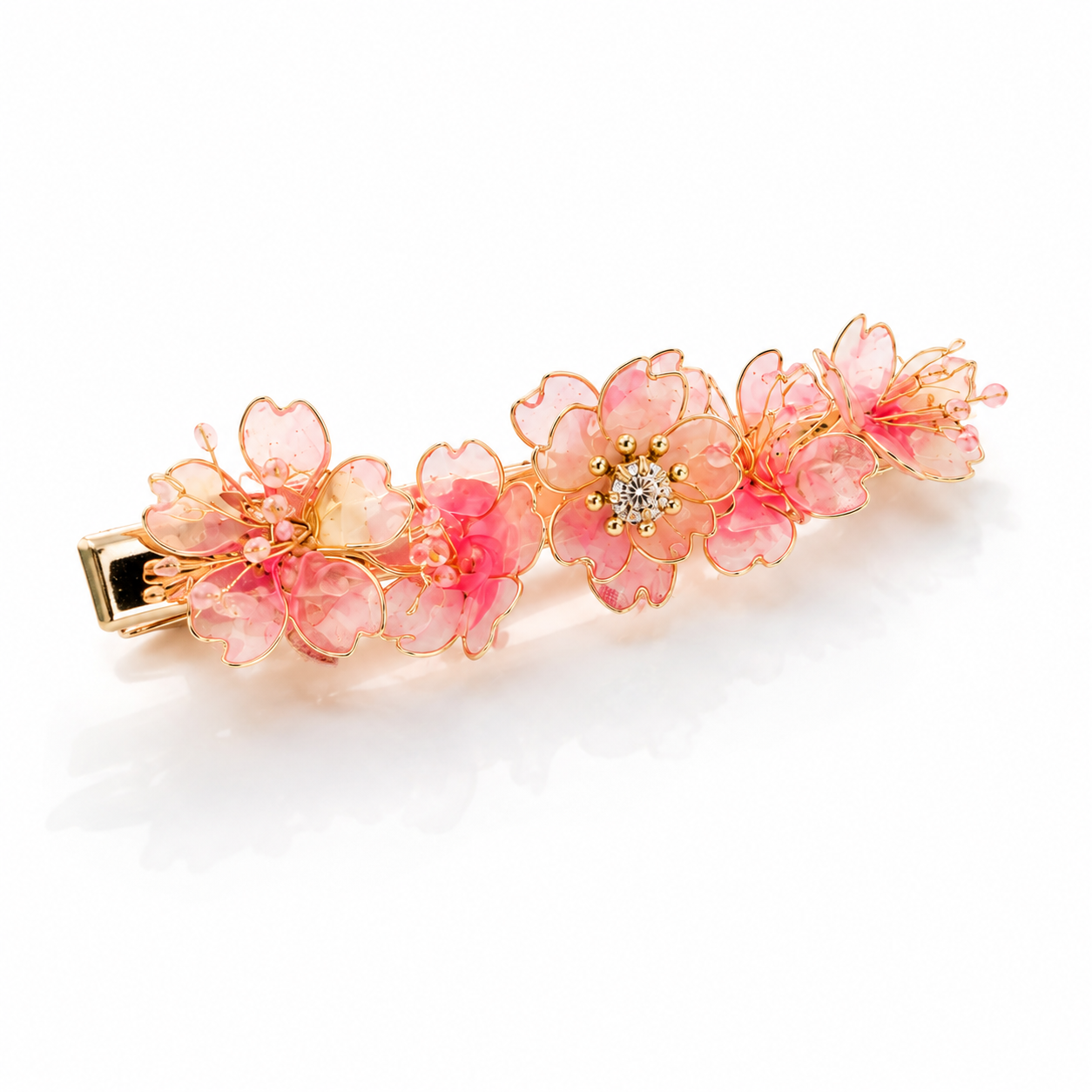 Handmade Sakura Resin Hair Clip - French Romantic Cherry Blossom Barrette | Cerisier Chic Crafts