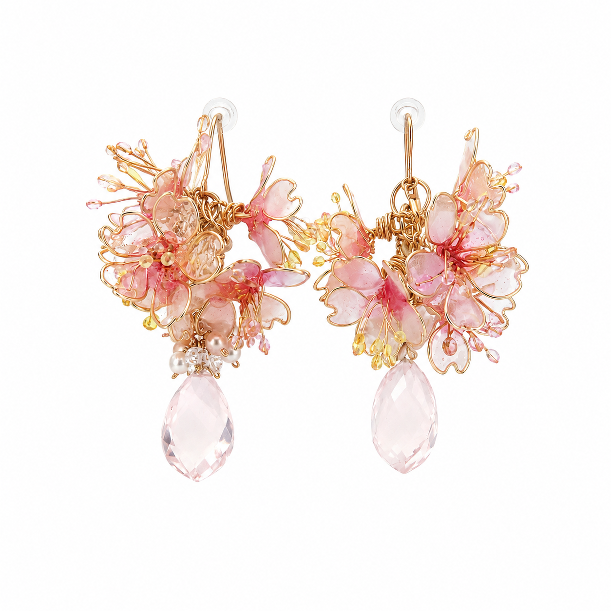 Handcrafted Cherry Blossom Resin Dangle Earrings - Cerisier Chic Crafts