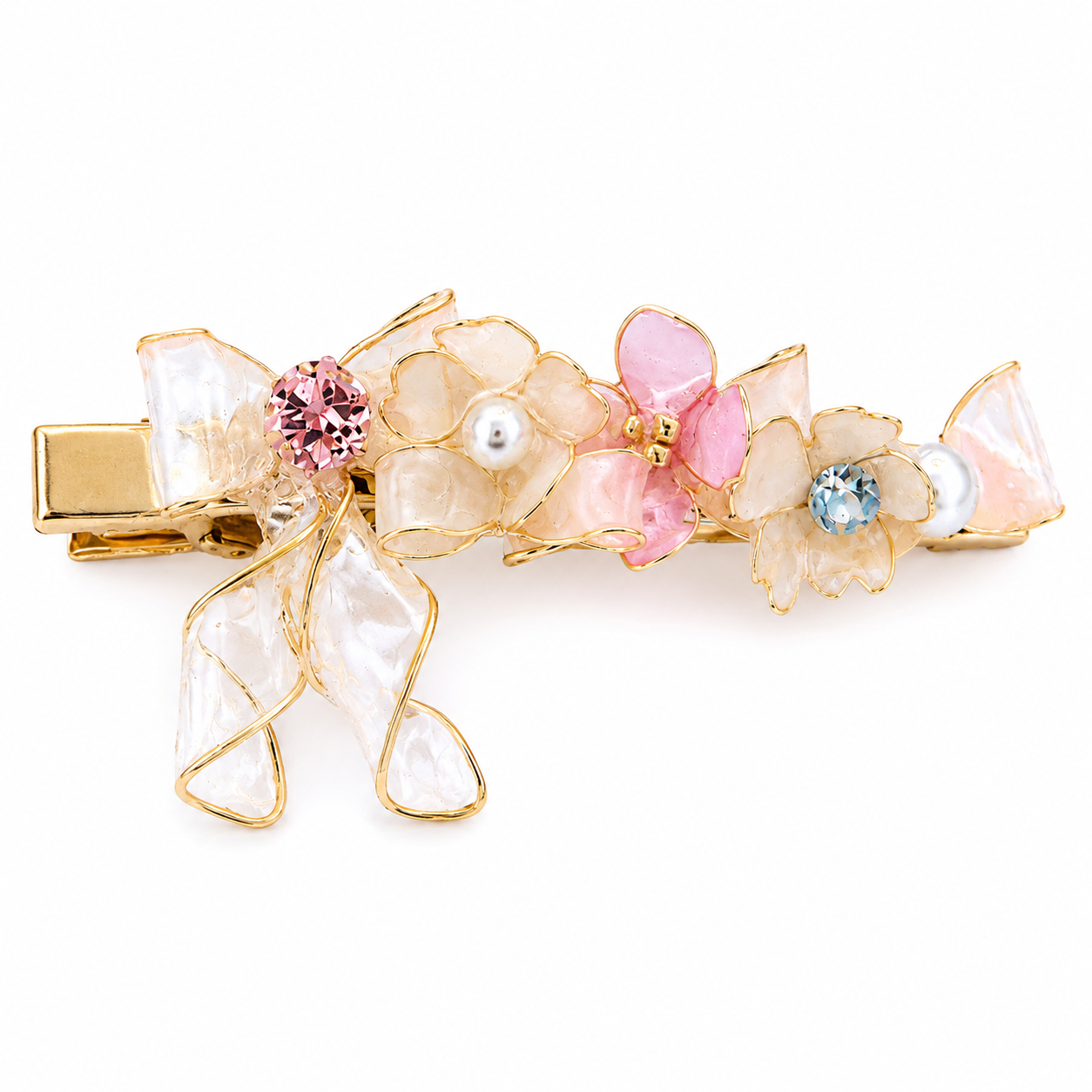 Handmade Sakura Resin Hair Clip - French Romantic Floral Hair Barrette | Cerisier Chic Crafts