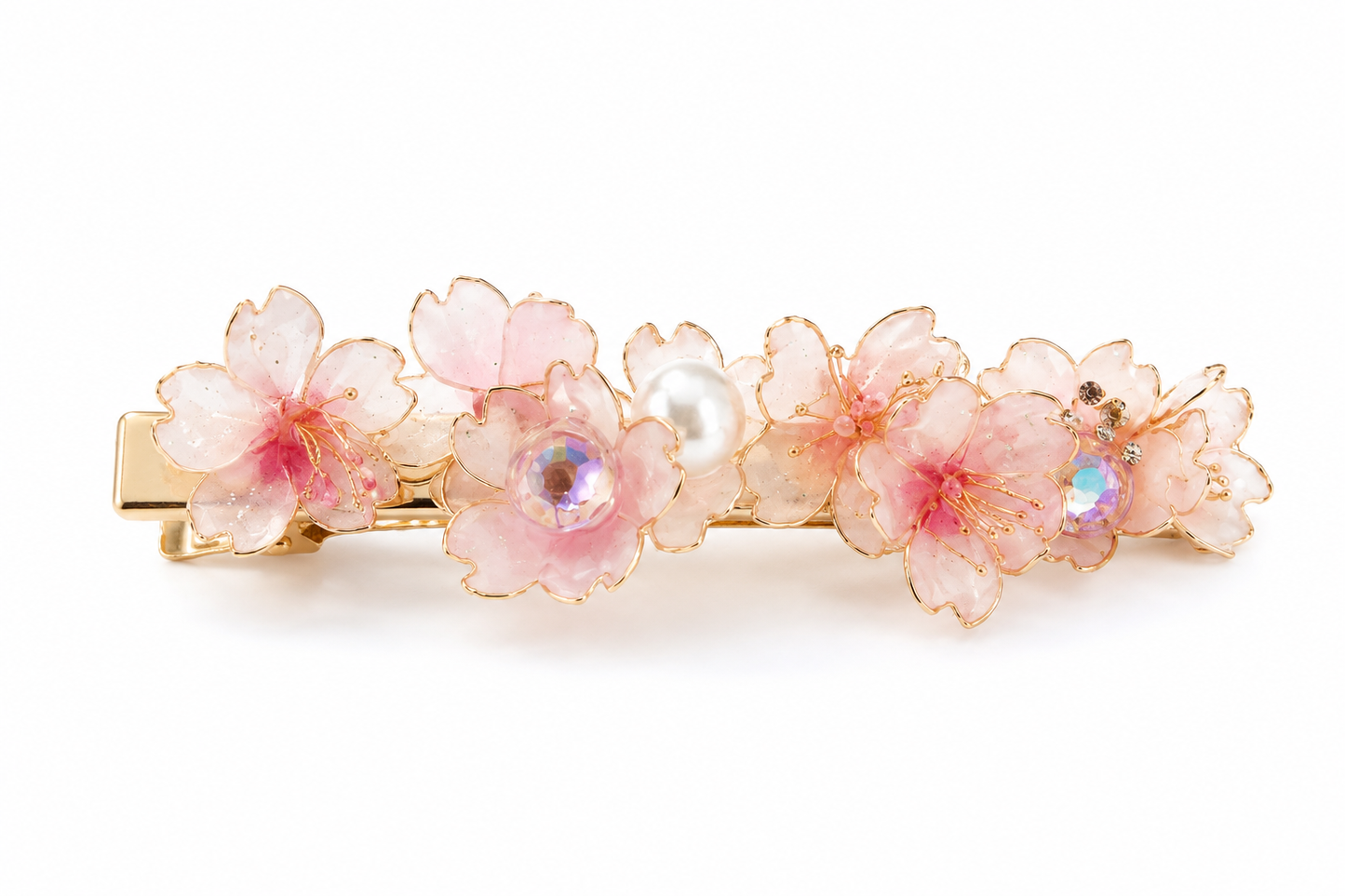 Handmade Sakura Resin Hair Clip - Romantic Cherry Blossom French Barrette
