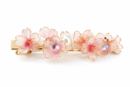Handmade Sakura Resin Hair Clip - Romantic Cherry Blossom French Barrette